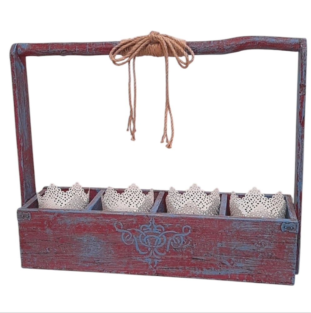 Shabby Chic Rustic Upcycled Wood Storage Craft Decor Box